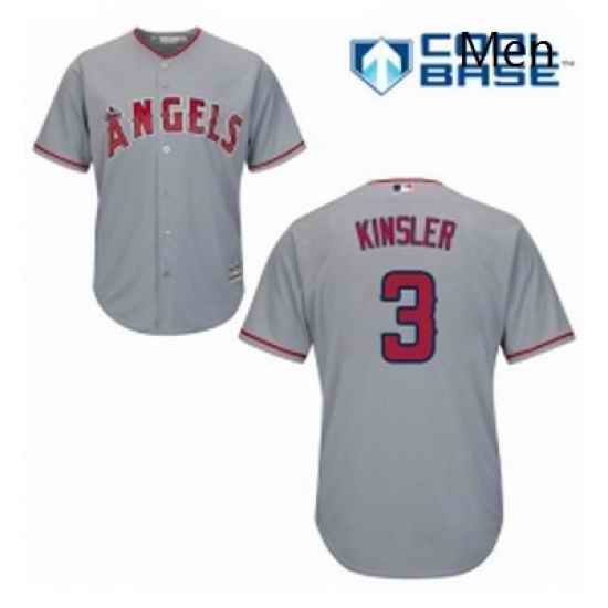 Mens Majestic Los Angeles Angels of Anaheim 3 Ian Kinsler Replica Grey Road Cool Base MLB Jersey